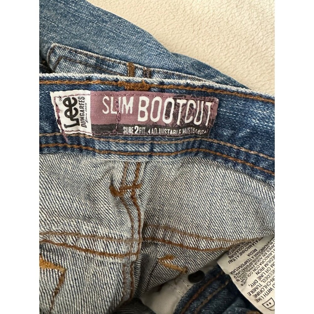 Lee Dungarees Slim Bootcut Size 14 Adjustable Waist See Pics 5 Pocket Blue Jeans - Picture 10 of 13